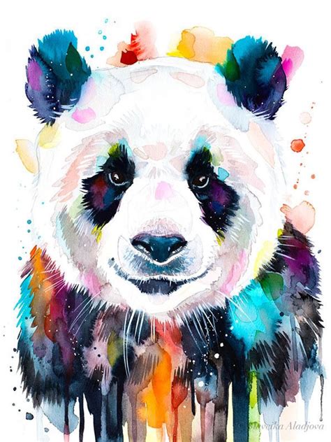 Colourful Panda Watercolor Painting Print by Slaveika - Etsy | Colorful ...