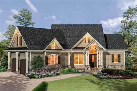 Plan 15884GE: Gabled 3-Bedroom Craftsman Ranch Home Plan with Angled ...