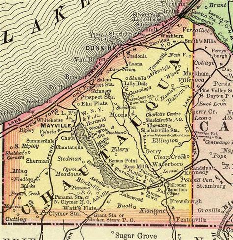 Chautauqua County, New York 1897 Map by Rand McNally, Mayville, NY