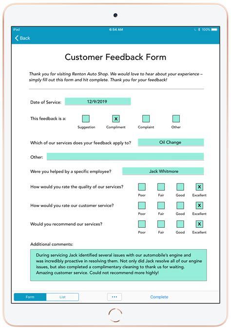 Customer Feedback Form Template Excel