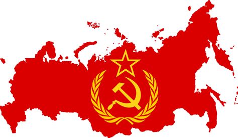 Soviet Union Map With Flag