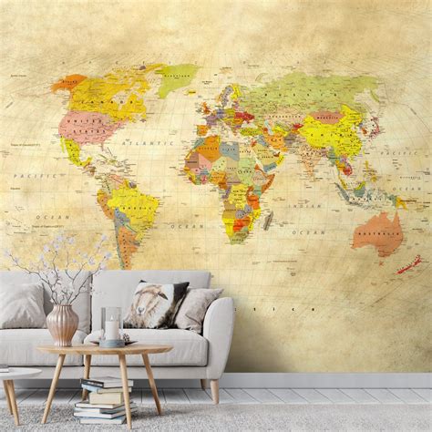 Premium Vintage World Map Wallpaper, Homes & Offices | Life n Colors