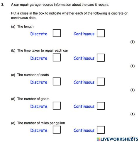 Continuous & Discrete Data worksheet | Live Worksheets - Worksheets Library