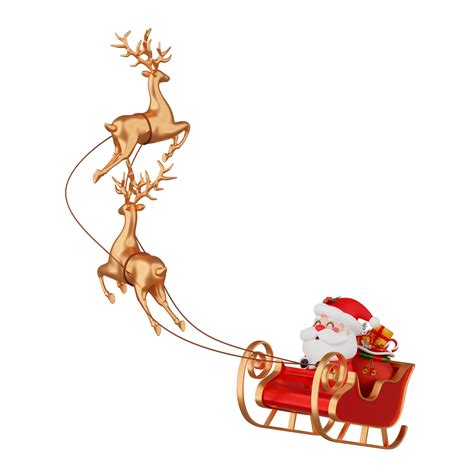 Santa Claus on sleigh with reindeer isolated 3d render 11704221 PNG