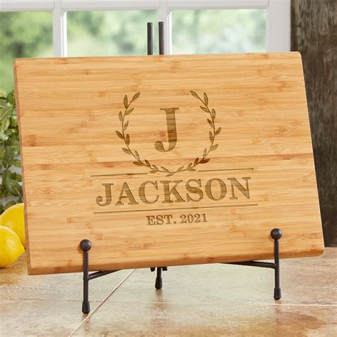 Personalization Mall Laurel Wreath Personalized Bamboo Cutting Board ...