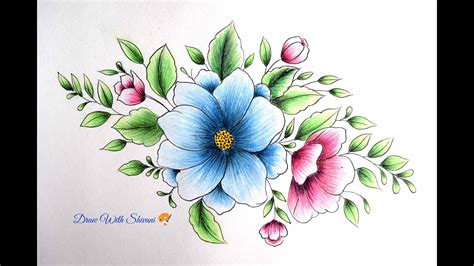 Easy Simple Flower Drawings With Color