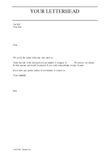 Bequest Letter Template