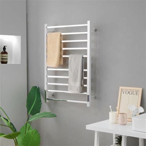 10 Bar Towel Warmer Wall Mounted Electric Heated Towel Rack with Built ...