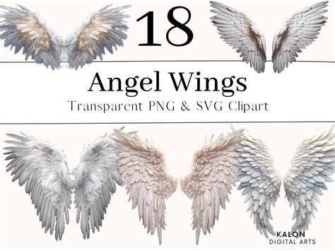 Angel Wings Clipart Bundle Heaven Clipart White Wings PNG - Etsy