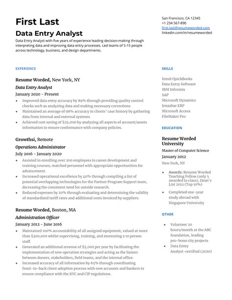 8 Data Entry Resume Examples for 2023 | Resume Worded