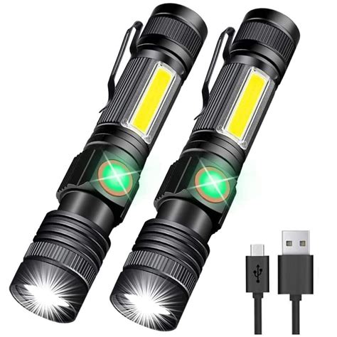 Hoxida USB Rechargeable Flashlight (Battery Included), Magnetic LED ...