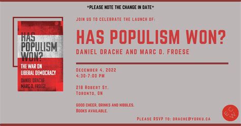 Book Launch: Has Populism Won? The War On Liberal Democracy – Daniel Drache