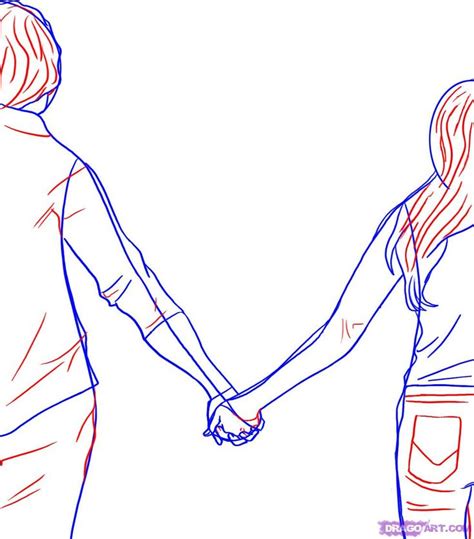 How to Draw People Holding Hands, Step by Step, Figures, People, FREE ...