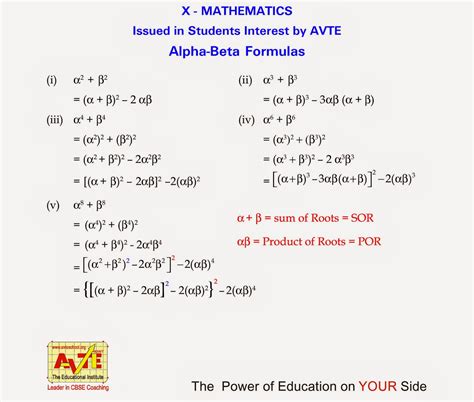 Maths4all: Alpha Beta Formulas for Maths