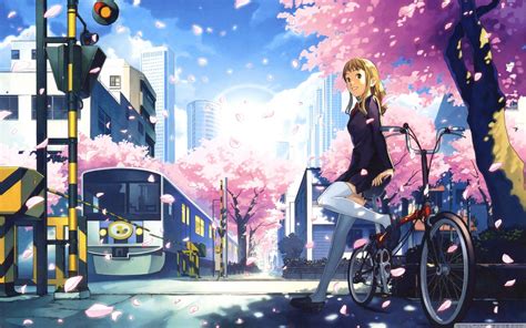 Download Feel the Vibrancy of a Flourishing Anime City Wallpaper ...