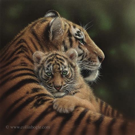 Mother & Baby Tiger Painting, Tiger Cub Art Print, Nursery Wall Art ...