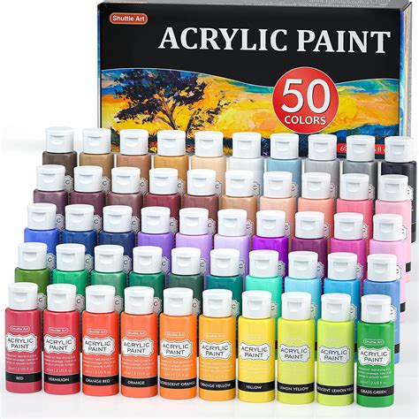 Acrylic Paint, Shuttle Art 50 Colors Acrylic Paint Set, 2oz/60ml ...