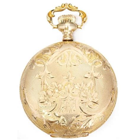 Elgin Ladies Yellow Gold Ornately Engraved Antique Manual Pocket Watch ...