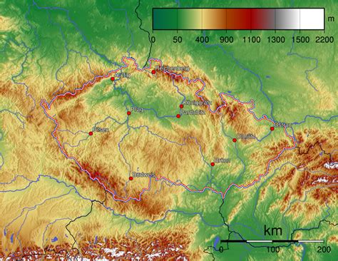 Large detailed physical map of Czech Repuic. Czech Republic large ...