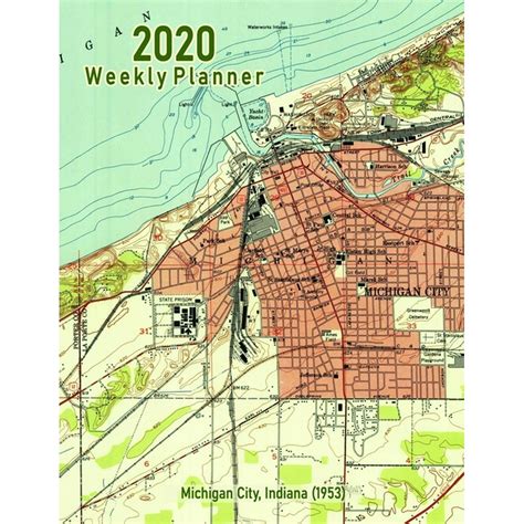 2020 Weekly Planner : Michigan City, Indiana (1953): Vintage Topo Map ...