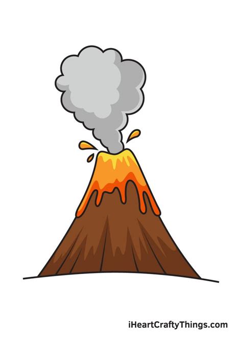 Volcano Drawing - How To Draw A Volcano Step By Step