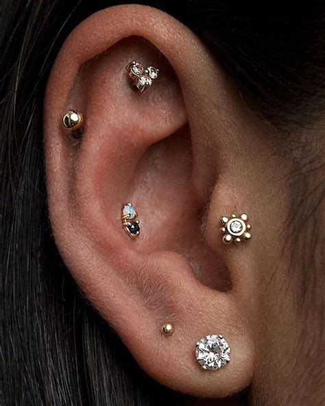 Unique Multiple Ear Piercing Ideas with Jewels - Tragus Stud, Cartilage ...