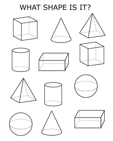 3D+Shapes+Worksheets+and+Printables | Shapes worksheet kindergarten, 3d ...