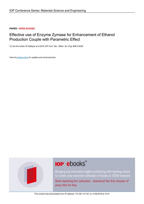 (PDF) Effective use of Enzyme Zymase for Enhancement of Ethanol ...