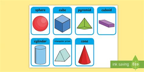 3D Shape Names Cards - 3D Shapes with Names (teacher made)