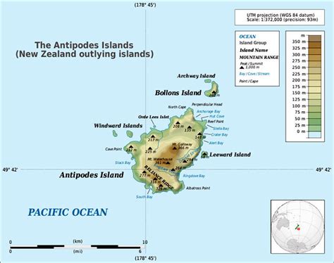 Picture Information: Map of Antipodes Islands in Sub-Antarctic Islands ...