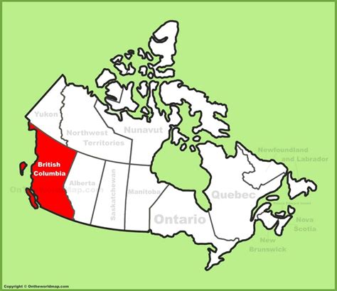 British Columbia location on the Canada Map