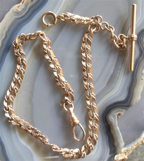 Antique Gold Pocket Watch Chain with T-Bar And Fob Extender 2 ...