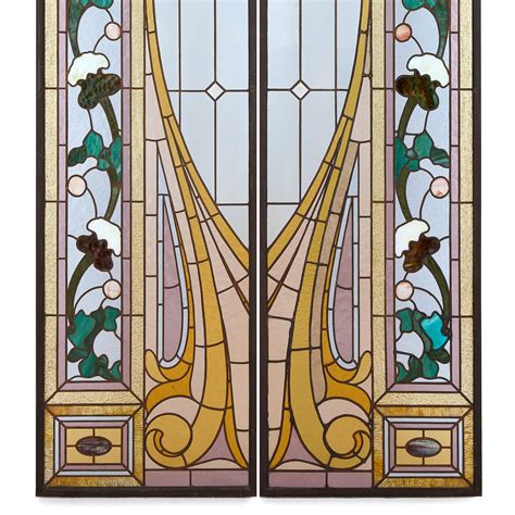 Pair of Austrian Arts and Crafts stained-glass windows | Mayfair Gallery