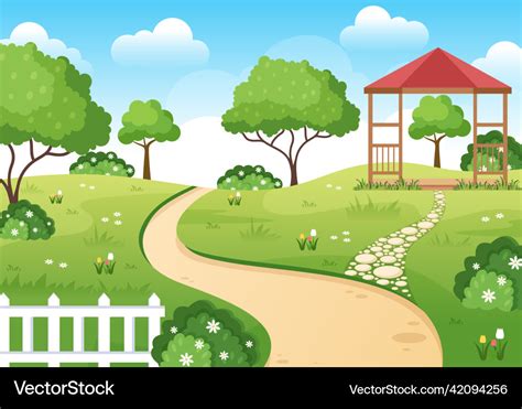 Beautiful garden cartoon background Royalty Free Vector