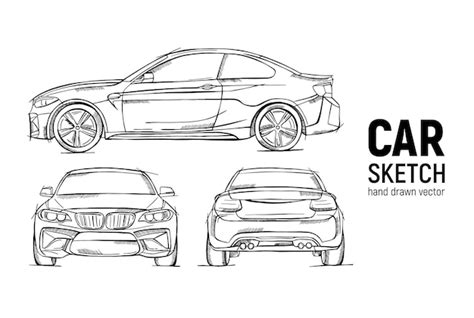 Premium Vector | Hand drawn sketch car vector set Front back and side ...