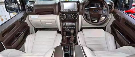 Beige & Brown Modified Mahindra Thar Interior - Auto Trade Interior