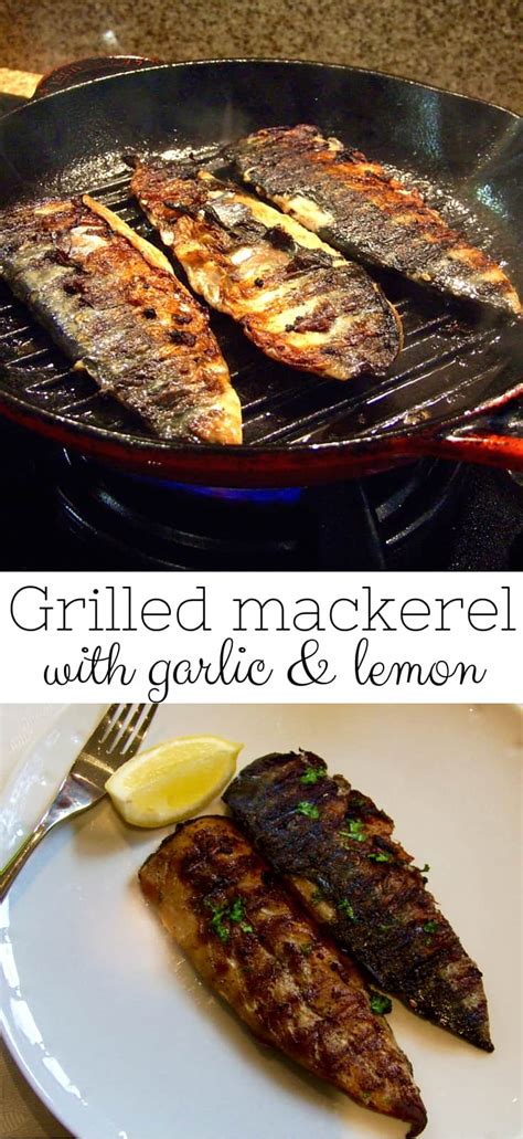 Crispy grilled mackerel with garlic & lemon - a healthy family dinner