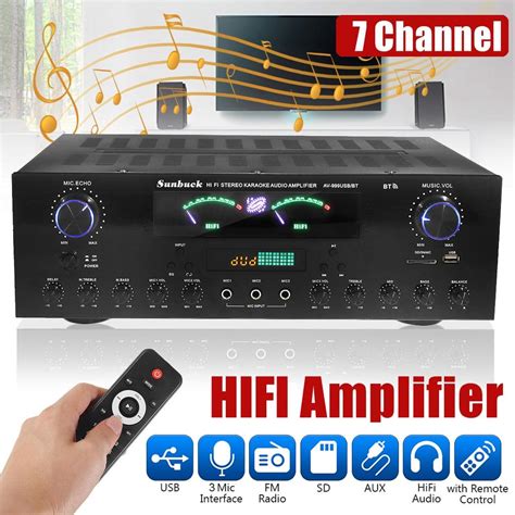 Buy 3000W 7 Channel bluetooth Audio Power Amplifier 110V 220V AV Amp ...