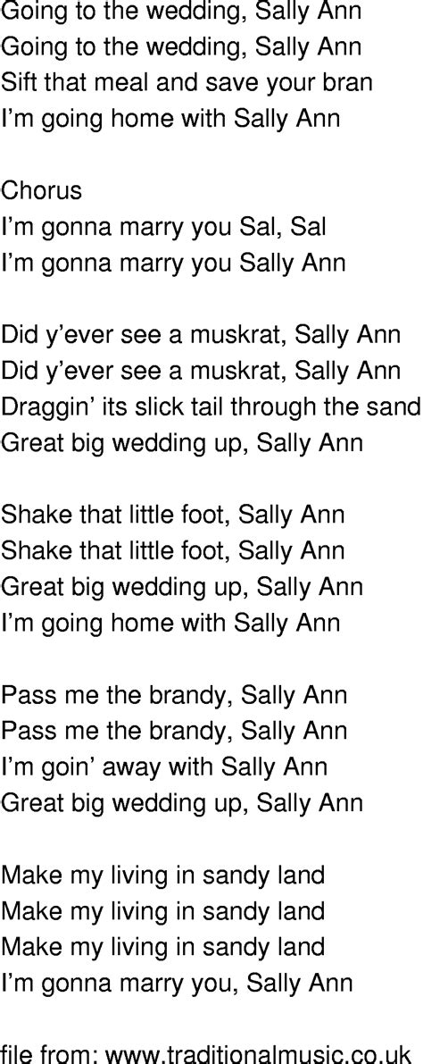 Old-Time Song Lyrics - Sally Ann