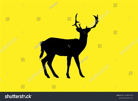 Silhouette Illustration Cute Deer Standing Grass Stock Vector (Royalty ...