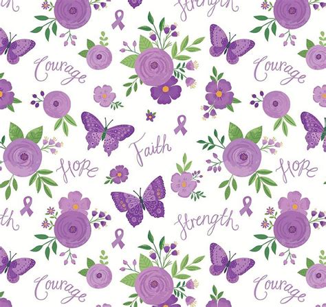 Riley Blake Strength in Lavender fabric features flowers, butterflies ...