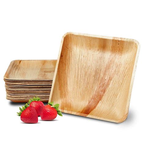 Buy FHIL Disposable Palm Leaf Plates - Compostable, Biodegradable, All ...