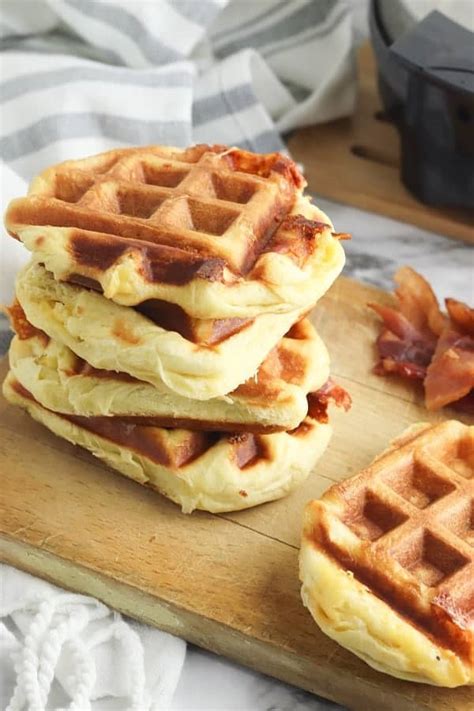 Bacon and Egg Stuffed Biscuit Waffles - Moore or Less Cooking