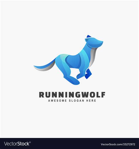 Logo running wolf gradient colorful style Vector Image