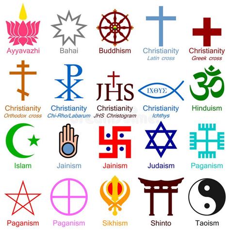 World Religion Colorful Icons. Illustration showing the symbols of the ...