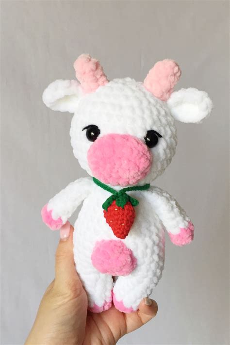 Strawberry cow plush as niece gift from aunt for farm animal party ...