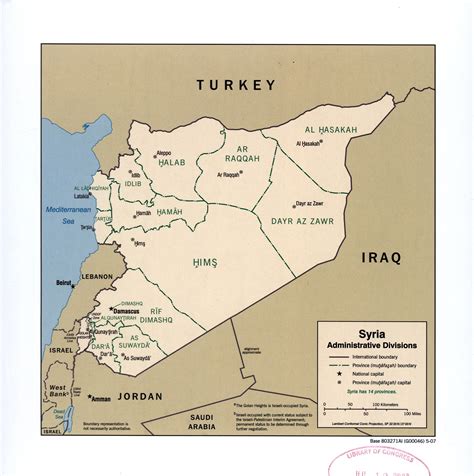 Large detailed administrative divisions map of Syria - 2007 | Syria ...