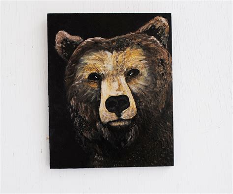 Brown Bear Original Oil Painting on Wood Panel.. $180.00, via Etsy. Oil ...