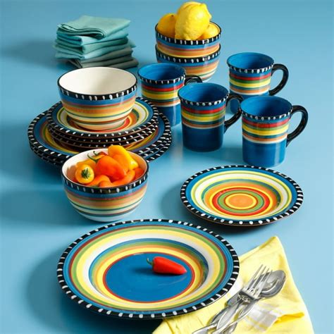 Gibson Home Pueblo Springs Handpainted 16-Piece Dinnerware Set, Multi ...