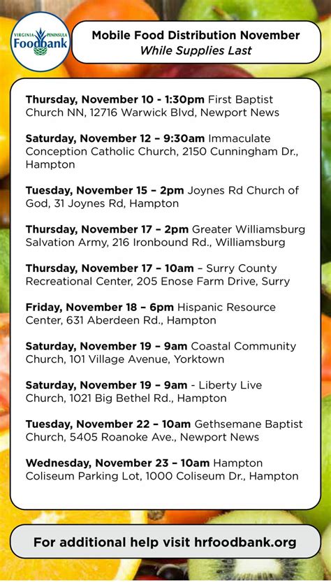 Peninsula - Mobile Food Pantry Schedule (November 2022) - MyActiveChild.com